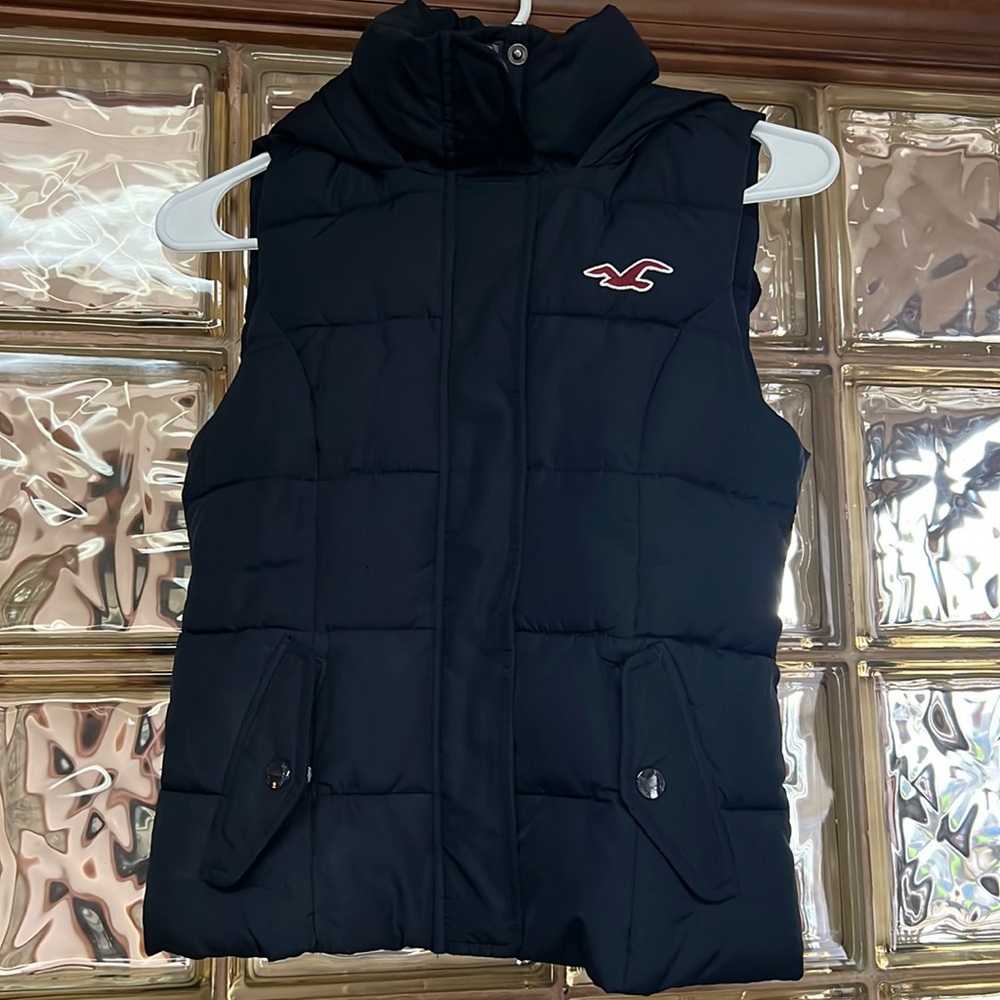 Hollister Puffer Vest, Navy Blue, Size XS